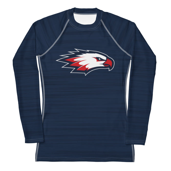 Raleigh Christian Academy EAGLE HEAD Women's Heather Navy LS Compression Shirt