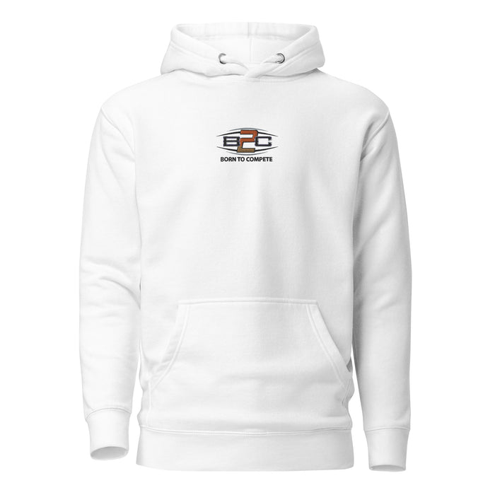 Born To Compete Embroidered Logo Unisex Hoodie - White