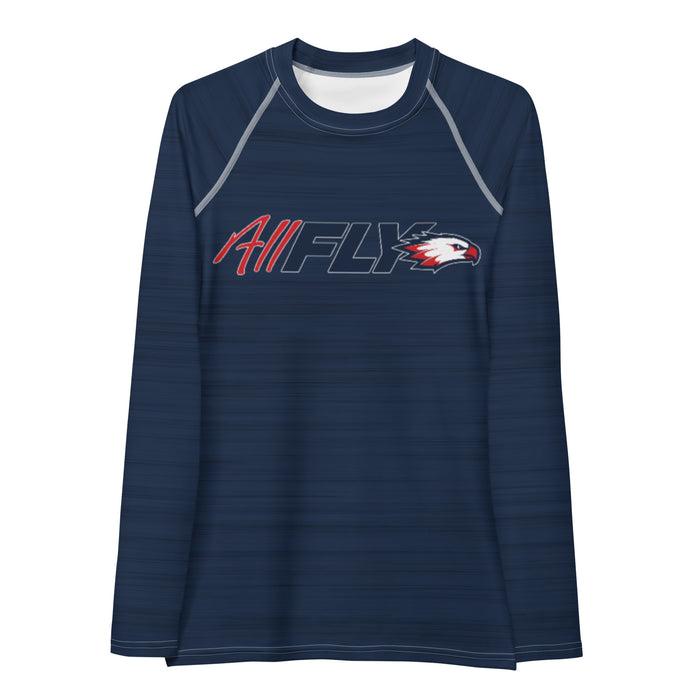 Raleigh Christian Academy ALL FLY Women's Heather Navy LS Compression Shirt