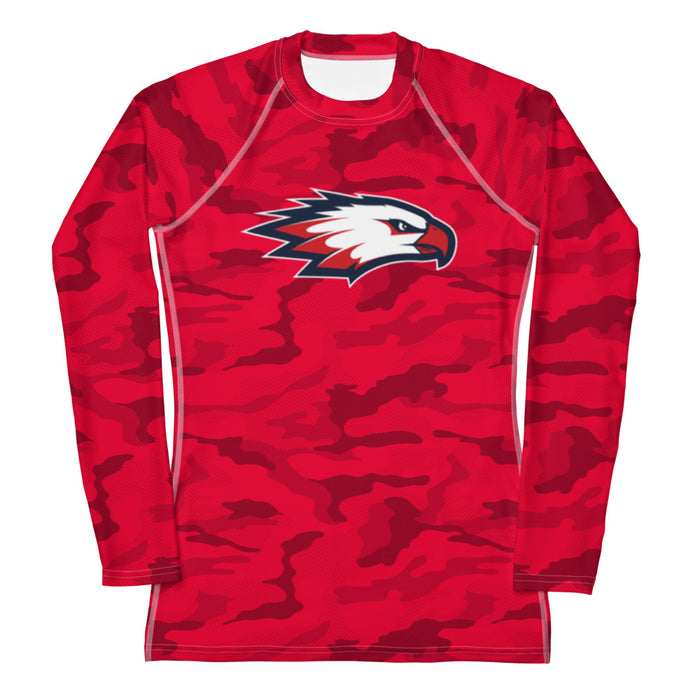 Raleigh Christian Academy EAGLE HEAD Women's Red Camo LS Compression Shirt