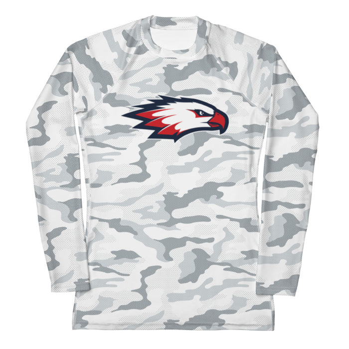 Raleigh Christian Academy EAGLE HEAD Women's White Camo LS Compression Shirt